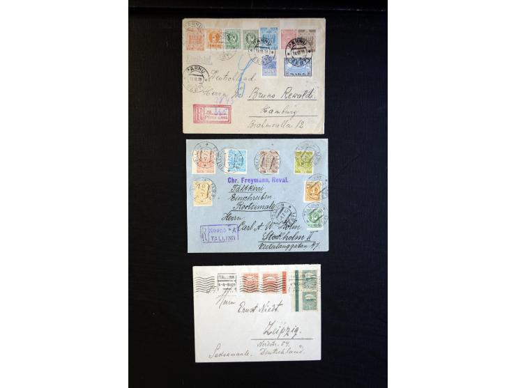1919/40, sehr interessante Partie von über 20 Briefen und Karten, dabei 10 R-Briefe, bessere Frankaturen ex Mi.-Nr. 1-4 sowie
