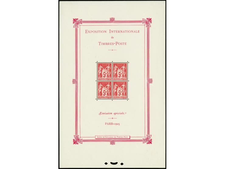 1925, Exposition souvenir sheet, unused with small hinge remainders at top only, fine