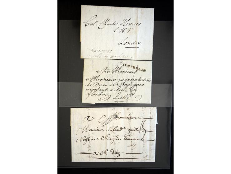 1692/1848 (ca.), etwa 70 Vorphila-Briefe und einige Dokumente, dabei Brief nach Brit. Guyana, Brief mit Zensurstempel (Attest