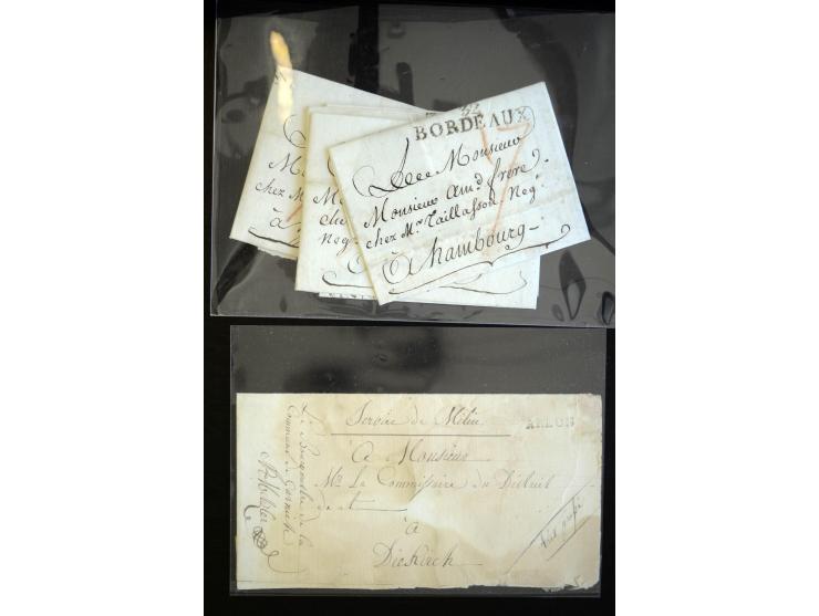 1692/1848 (ca.), etwa 70 Vorphila-Briefe und einige Dokumente, dabei Brief nach Brit. Guyana, Brief mit Zensurstempel (Attest