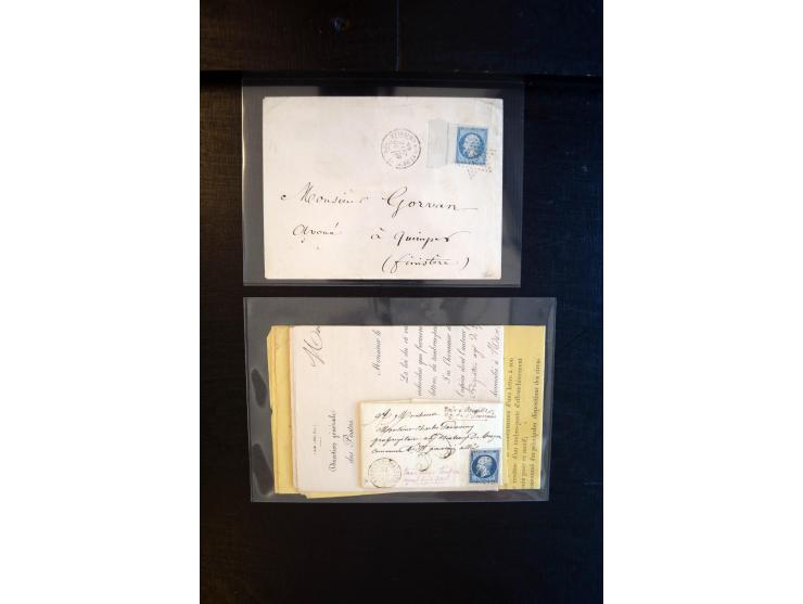 1850/1910, etwa 70 Briefe und Karten, praktisch nur bessere Belege, dabei u.a. Wertbrief mit reiner Bordeaux-Frankatur, Misch