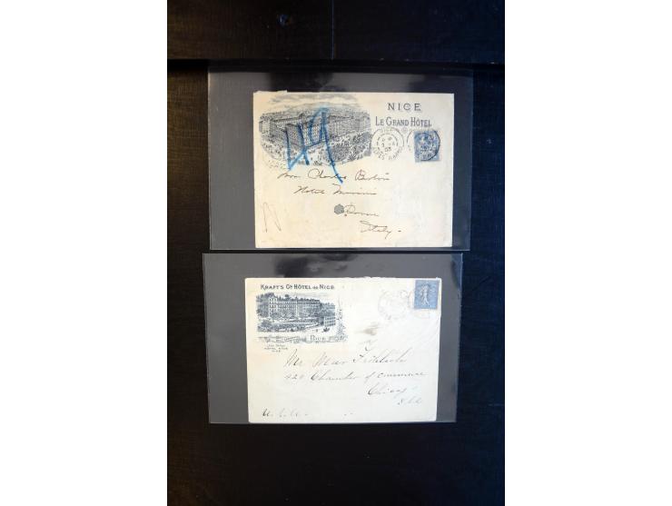 1850/1910, etwa 70 Briefe und Karten, praktisch nur bessere Belege, dabei u.a. Wertbrief mit reiner Bordeaux-Frankatur, Misch