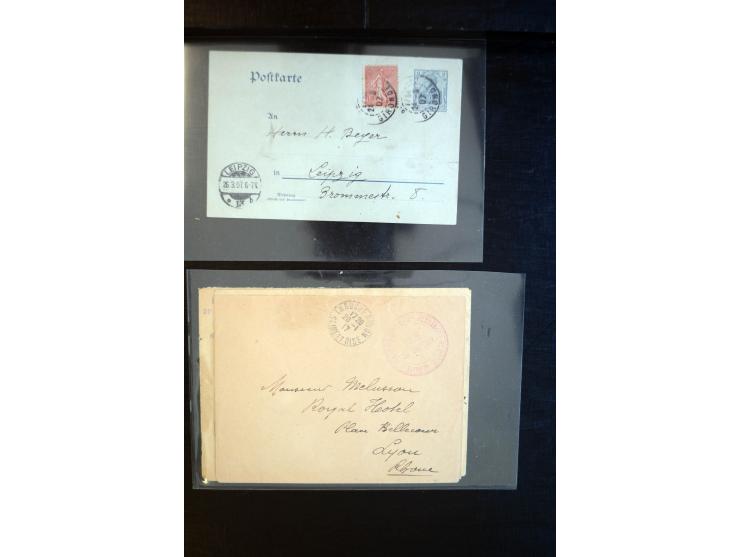 1850/1910, etwa 70 Briefe und Karten, praktisch nur bessere Belege, dabei u.a. Wertbrief mit reiner Bordeaux-Frankatur, Misch