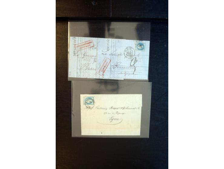 1850/1910, etwa 70 Briefe und Karten, praktisch nur bessere Belege, dabei u.a. Wertbrief mit reiner Bordeaux-Frankatur, Misch