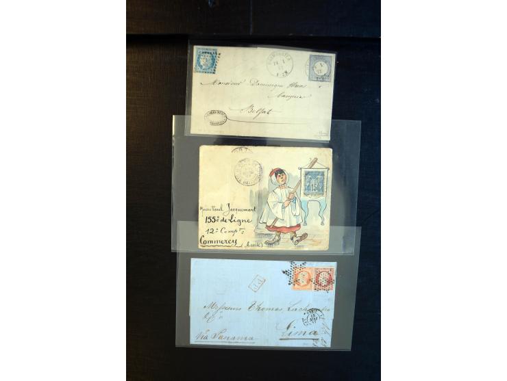1850/1910, etwa 70 Briefe und Karten, praktisch nur bessere Belege, dabei u.a. Wertbrief mit reiner Bordeaux-Frankatur, Misch
