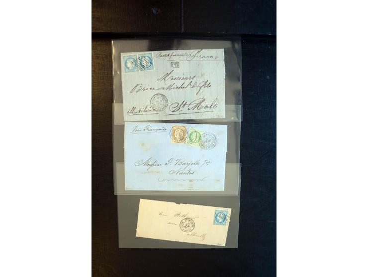 1850/1910, etwa 70 Briefe und Karten, praktisch nur bessere Belege, dabei u.a. Wertbrief mit reiner Bordeaux-Frankatur, Misch