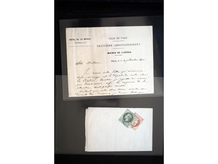 1850/1940 (ca.), etwa 190 Briefe und Karten, meist vor 1900 mit viel interessantem Material, u.a. 3-Farben-Frankatur Bordeaux
