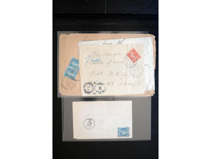 1850/1940 (ca.), etwa 190 Briefe und Karten, meist vor 1900 mit viel interessantem Material, u.a. 3-Farben-Frankatur Bordeaux