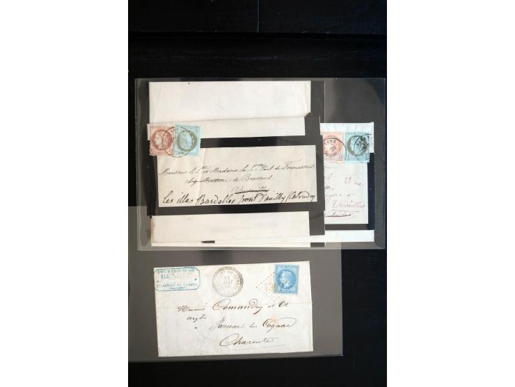 1850/1940 (ca.), etwa 190 Briefe und Karten, meist vor 1900 mit viel interessantem Material, u.a. 3-Farben-Frankatur Bordeaux