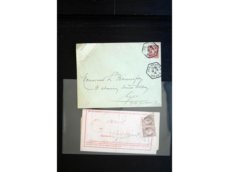1850/1940 (ca.), etwa 190 Briefe und Karten, meist vor 1900 mit viel interessantem Material, u.a. 3-Farben-Frankatur Bordeaux