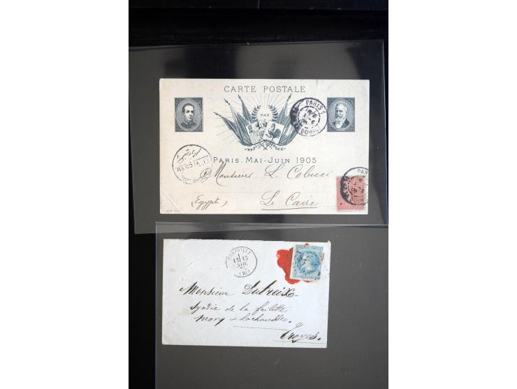 1850/1940 (ca.), etwa 190 Briefe und Karten, meist vor 1900 mit viel interessantem Material, u.a. 3-Farben-Frankatur Bordeaux
