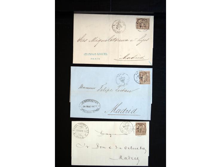 1850/1940 (ca.), etwa 190 Briefe und Karten, meist vor 1900 mit viel interessantem Material, u.a. 3-Farben-Frankatur Bordeaux