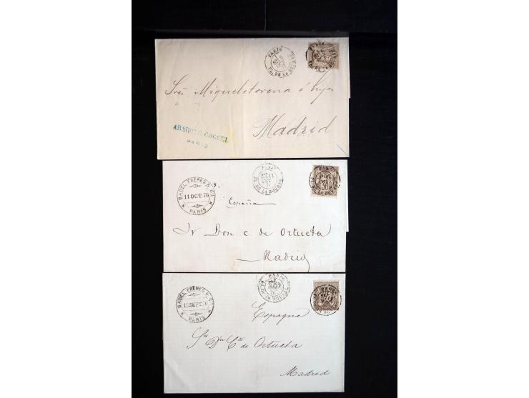 1850/1940 (ca.), etwa 190 Briefe und Karten, meist vor 1900 mit viel interessantem Material, u.a. 3-Farben-Frankatur Bordeaux