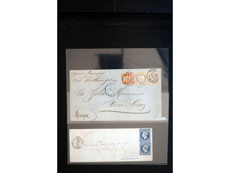 1850/1940 (ca.), etwa 190 Briefe und Karten, meist vor 1900 mit viel interessantem Material, u.a. 3-Farben-Frankatur Bordeaux