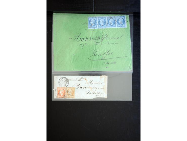 1850/1940 (ca.), etwa 190 Briefe und Karten, meist vor 1900 mit viel interessantem Material, u.a. 3-Farben-Frankatur Bordeaux