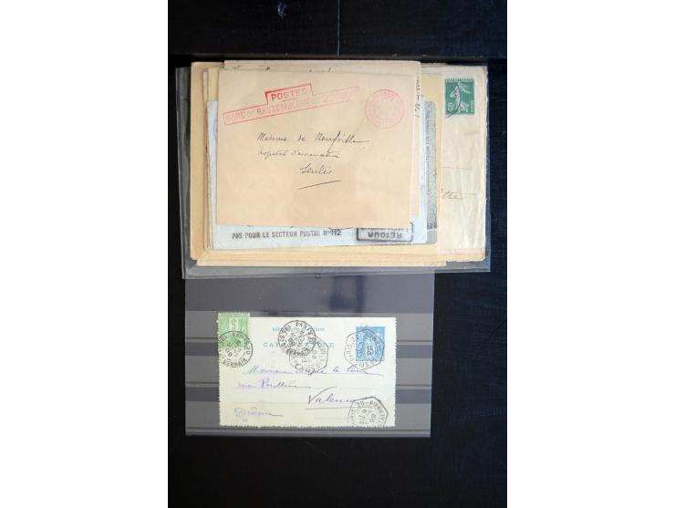 1850/1940 (ca.), etwa 190 Briefe und Karten, meist vor 1900 mit viel interessantem Material, u.a. 3-Farben-Frankatur Bordeaux