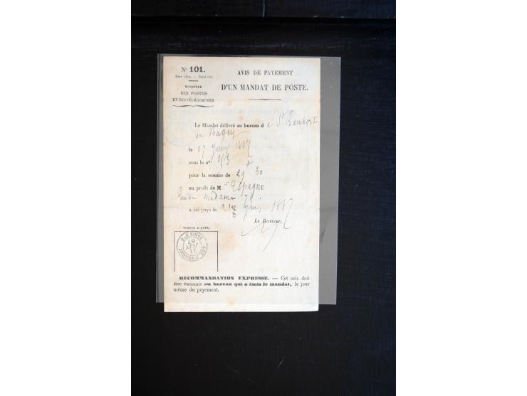 1850/1940 (ca.), etwa 190 Briefe und Karten, meist vor 1900 mit viel interessantem Material, u.a. 3-Farben-Frankatur Bordeaux