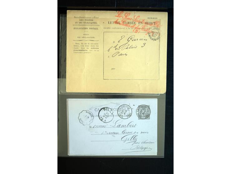 1850/1940 (ca.), etwa 190 Briefe und Karten, meist vor 1900 mit viel interessantem Material, u.a. 3-Farben-Frankatur Bordeaux