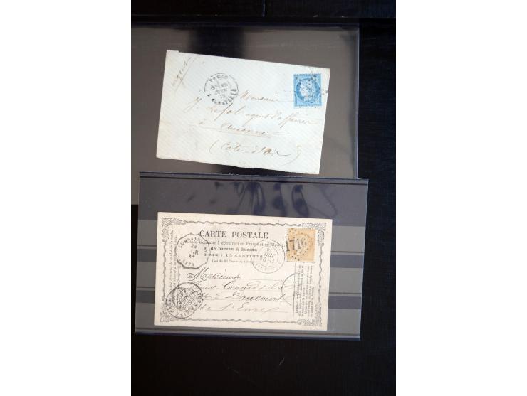 1850/1940 (ca.), etwa 190 Briefe und Karten, meist vor 1900 mit viel interessantem Material, u.a. 3-Farben-Frankatur Bordeaux