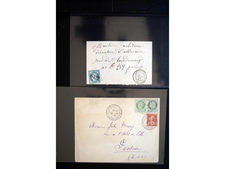 1850/1940 (ca.), etwa 190 Briefe und Karten, meist vor 1900 mit viel interessantem Material, u.a. 3-Farben-Frankatur Bordeaux