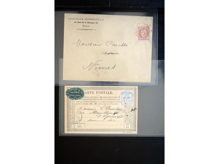 1850/1940 (ca.), etwa 190 Briefe und Karten, meist vor 1900 mit viel interessantem Material, u.a. 3-Farben-Frankatur Bordeaux
