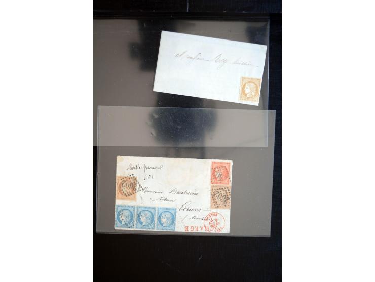 1850/1940 (ca.), etwa 190 Briefe und Karten, meist vor 1900 mit viel interessantem Material, u.a. 3-Farben-Frankatur Bordeaux