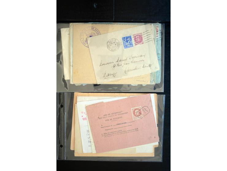 1850/1940 (ca.), etwa 190 Briefe und Karten, meist vor 1900 mit viel interessantem Material, u.a. 3-Farben-Frankatur Bordeaux