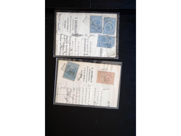 1850/1940 (ca.), etwa 190 Briefe und Karten, meist vor 1900 mit viel interessantem Material, u.a. 3-Farben-Frankatur Bordeaux