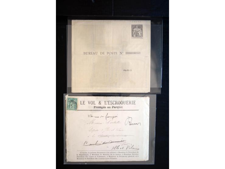 1850/1940 (ca.), etwa 190 Briefe und Karten, meist vor 1900 mit viel interessantem Material, u.a. 3-Farben-Frankatur Bordeaux