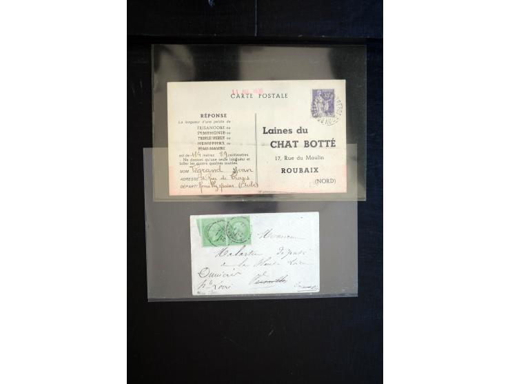 1850/1940 (ca.), etwa 190 Briefe und Karten, meist vor 1900 mit viel interessantem Material, u.a. 3-Farben-Frankatur Bordeaux
