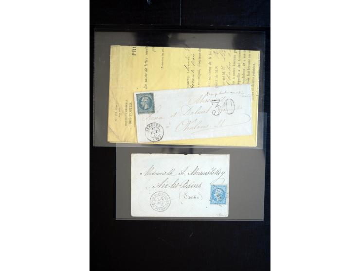 1850/1940 (ca.), etwa 190 Briefe und Karten, meist vor 1900 mit viel interessantem Material, u.a. 3-Farben-Frankatur Bordeaux