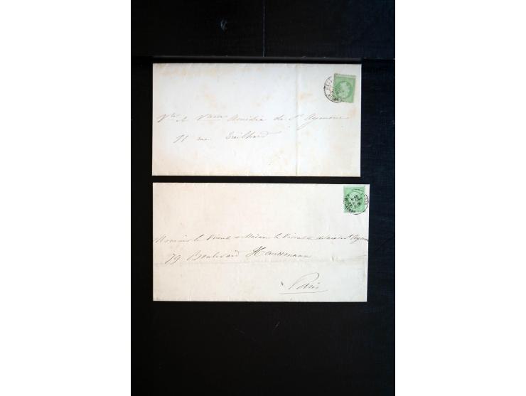 1850/1940 (ca.), etwa 190 Briefe und Karten, meist vor 1900 mit viel interessantem Material, u.a. 3-Farben-Frankatur Bordeaux