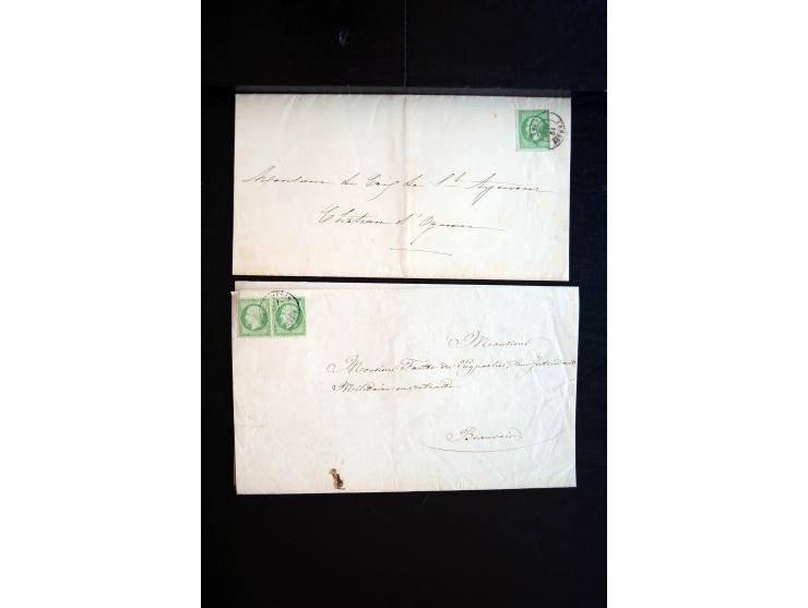 1850/1940 (ca.), etwa 190 Briefe und Karten, meist vor 1900 mit viel interessantem Material, u.a. 3-Farben-Frankatur Bordeaux