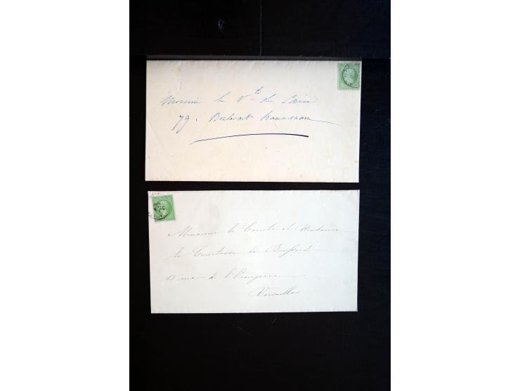 1850/1940 (ca.), etwa 190 Briefe und Karten, meist vor 1900 mit viel interessantem Material, u.a. 3-Farben-Frankatur Bordeaux