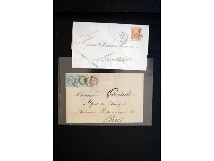 1850/1940 (ca.), etwa 190 Briefe und Karten, meist vor 1900 mit viel interessantem Material, u.a. 3-Farben-Frankatur Bordeaux