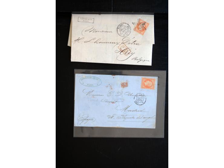 1850/1940 (ca.), etwa 190 Briefe und Karten, meist vor 1900 mit viel interessantem Material, u.a. 3-Farben-Frankatur Bordeaux