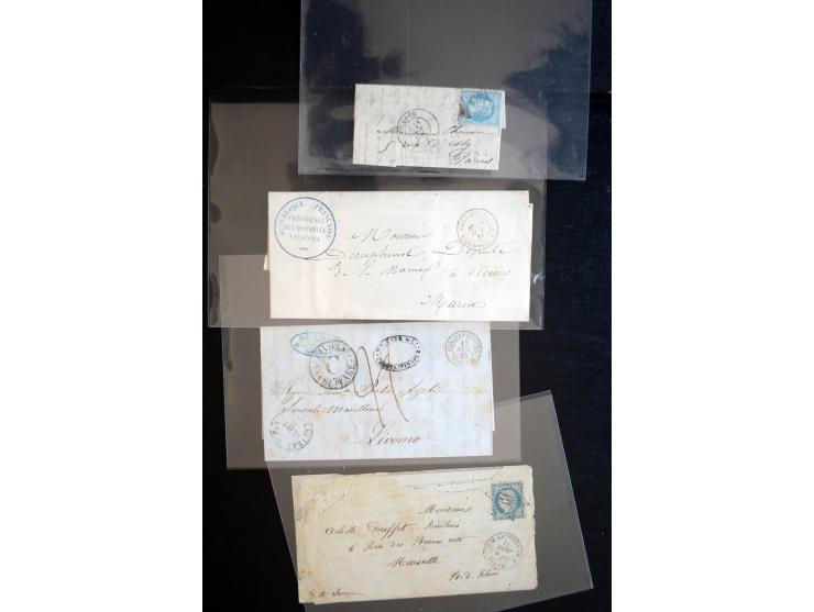 1850/1940 (ca.), etwa 190 Briefe und Karten, meist vor 1900 mit viel interessantem Material, u.a. 3-Farben-Frankatur Bordeaux