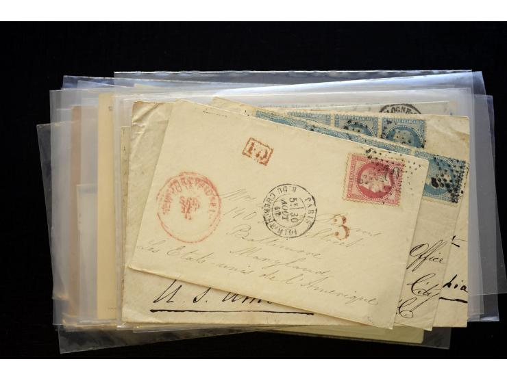 1850/1970 (ca.), einige hundert Briefe, Karten und Ganzsachen mit vielen besseren und interessanten Frankaturen, viel Ausland