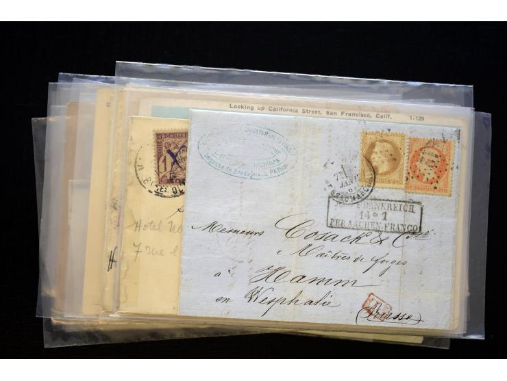 1850/1970 (ca.), einige hundert Briefe, Karten und Ganzsachen mit vielen besseren und interessanten Frankaturen, viel Ausland