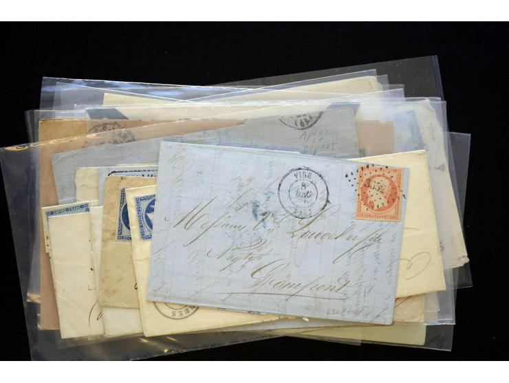 1850/1970 (ca.), einige hundert Briefe, Karten und Ganzsachen mit vielen besseren und interessanten Frankaturen, viel Ausland