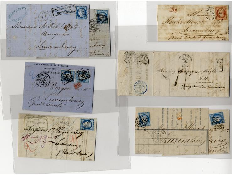 1854/1900 (ca.), 59 Briefe und Karten nach Luxemburg, meist vor 1880