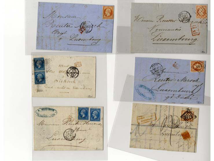 1854/1900 (ca.), 59 Briefe und Karten nach Luxemburg, meist vor 1880