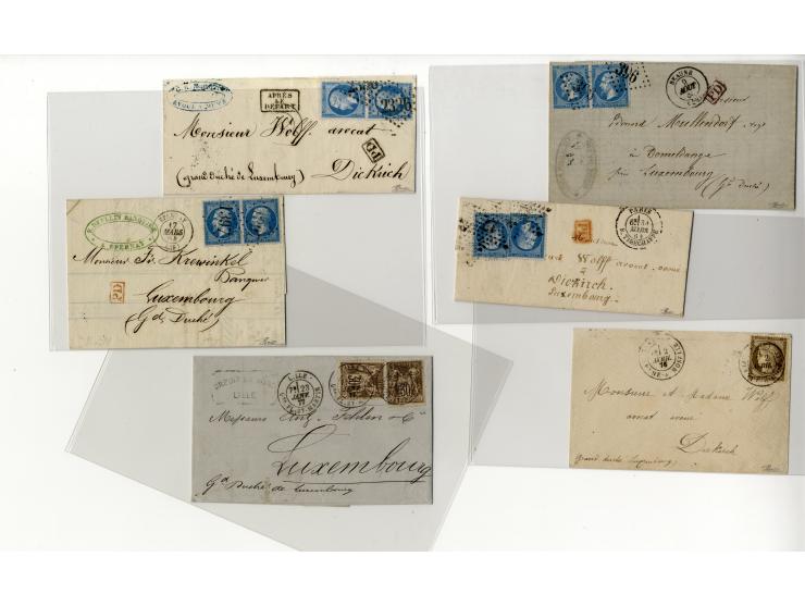 1854/1900 (ca.), 59 Briefe und Karten nach Luxemburg, meist vor 1880