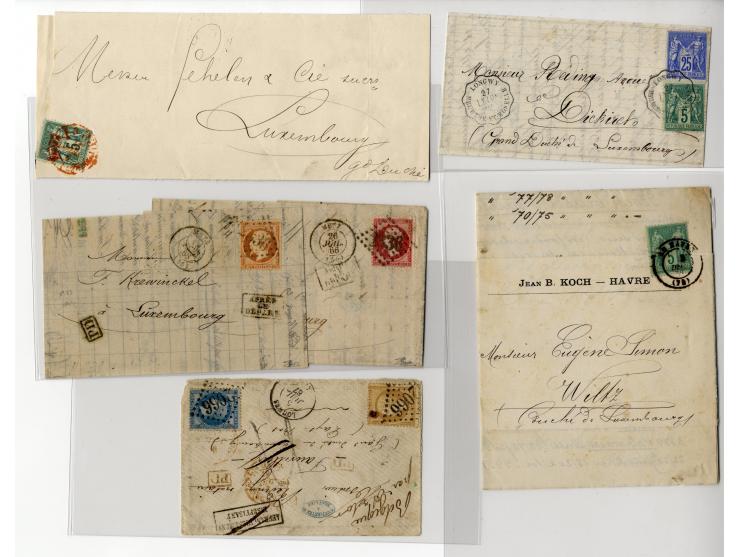 1854/1900 (ca.), 59 Briefe und Karten nach Luxemburg, meist vor 1880