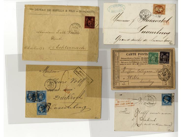 1854/1900 (ca.), 59 Briefe und Karten nach Luxemburg, meist vor 1880