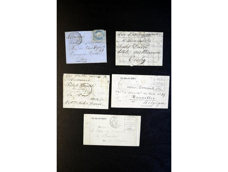 1870/71, Ballon monté, interessante Partie mit diversen Briefen (teils ohne Marken) sowie Zeitungen, Stiche, etc.