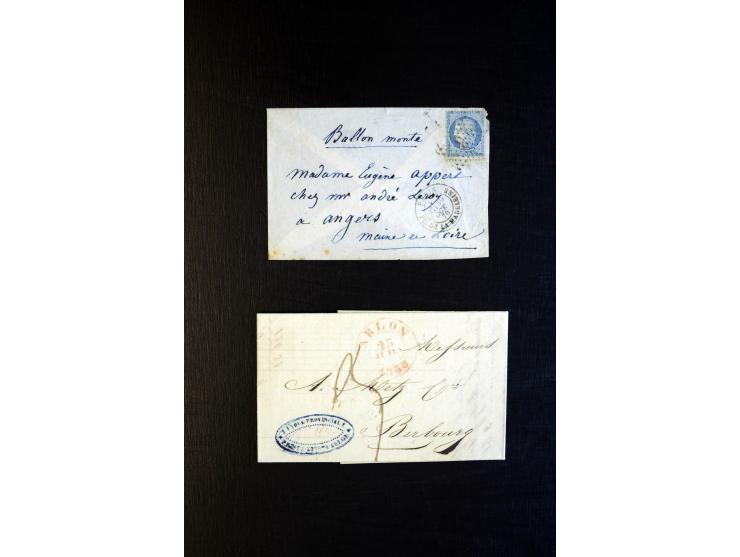 1870/71, Ballon monté, interessante Partie mit diversen Briefen (teils ohne Marken) sowie Zeitungen, Stiche, etc.