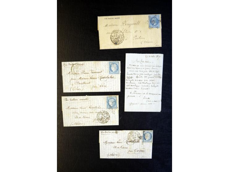 1870/71, Ballon monté, interessante Partie mit diversen Briefen (teils ohne Marken) sowie Zeitungen, Stiche, etc.