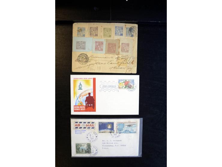 1888/1970 (ca.), einige hundert Briefe, Karten und Ganzsachen inkl. Monako mit vielen interessanten Frankaturen und Stempeln,