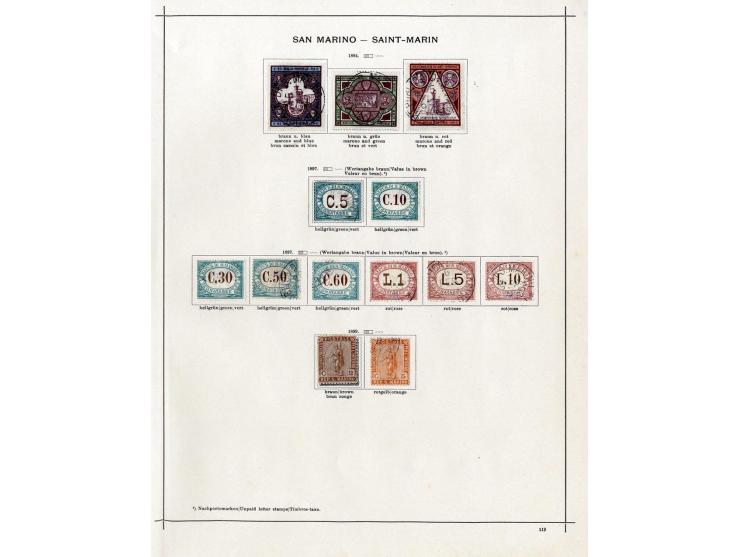 1850/1915 (ca.), ungebrauchte und gestempelte alte Sammlung mit Ital. Staaten und San Marino; einige fehlerhaft bzw. haftend